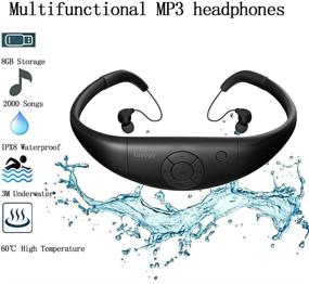 img 2 attached to 🏊 Tayogo 8GB Waterproof MP3 Player: IPX8 Swimming Headphones for 6-8 Hours Underwater - Black, with Shuffle Feature