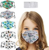 👧 5pcs kids face bandanas with adjustable ear loops, breathable & reusable, includes filters logo