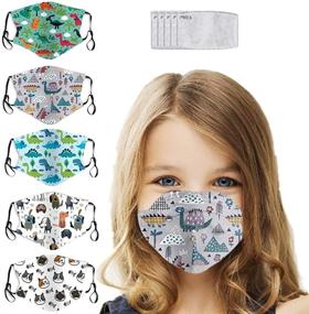 img 3 attached to 👧 5PCS Kids Face Bandanas with Adjustable Ear Loops, Breathable & Reusable, Includes Filters