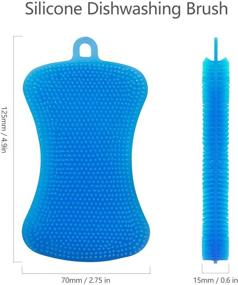 img 3 attached to 🧽 Versatile 3-Pack Silicone Sponge Dish Brushes - Effective Double-Sided Cleaning Gadgets for Kitchen