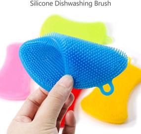 img 1 attached to 🧽 Versatile 3-Pack Silicone Sponge Dish Brushes - Effective Double-Sided Cleaning Gadgets for Kitchen