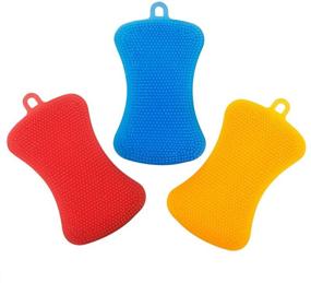 img 2 attached to 🧽 Versatile 3-Pack Silicone Sponge Dish Brushes - Effective Double-Sided Cleaning Gadgets for Kitchen