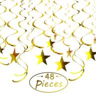 🌟 boao 48-штучные золотые звездочки и вихрьки: блестящие сверкающие фольгированные украшения вихря для свадьбы, дня рождения, рождества, хэллоуина, вечеринки под в потолок 🎉 логотип