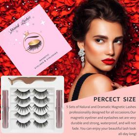 img 2 attached to 👁️ Магнитные ресницы Shami's Lashes с комплектом для нанесения подводки: многоразовый и улучшенный набор ложных ресниц, 5 пар + пинцет для ресниц - идеально подходит для повседневного и вечернего образа, 13 предметов