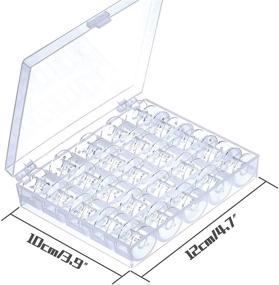 img 1 attached to 🧵 Mudder Transparent Plastic Sewing Machine Bobbins with Case - 50 Spools for Brother Singer Babylock Janome Kenmore, Includes 2 Measuring Tapes for Craft