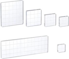 img 4 attached to 🖼️ Whaline 6-Piece Clear Acrylic Stamp Block set with Grid Lines for Scrapbooking, Crafts, and Card Making – Assorted Sizes