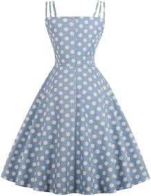 img 3 attached to 👗 Vintage Yellow Polka Dot Tea Party Dress: Wellwits Women's Cami Strap 1950s Style