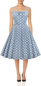 img 4 attached to 👗 Vintage Yellow Polka Dot Tea Party Dress: Wellwits Women's Cami Strap 1950s Style