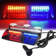 foxcid led law enforcement emergency hazard warning strobe flashing lights 16 led high intensity 18 modes for interior roof dash windshield with suction cups (red &amp logo