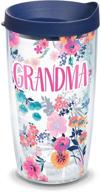 🌸 tervis grandma floral 16 oz insulated tumbler with lid - clear tritan, dainty wrap logo