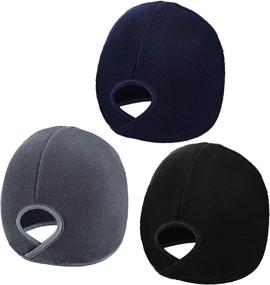 img 4 attached to 🧣 Stay Cozy and Stylish with our 3-Piece Women's Ponytail Hat: Winter Warm Ski Hat, Outdoor Fleece Skull Cap