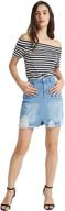 женская джинсовая короткая карандашная юбка tronjori с порванными джинсами и оборками на подоле логотип
