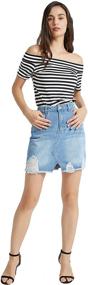 img 4 attached to 👖 Tronjori Women's Distressed Ripped Denim Short Pencil Skirt with Frayed Hem