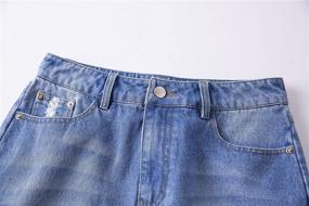 img 1 attached to 👖 Tronjori Women's Distressed Ripped Denim Short Pencil Skirt with Frayed Hem