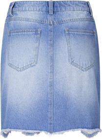 img 2 attached to 👖 Tronjori Women's Distressed Ripped Denim Short Pencil Skirt with Frayed Hem