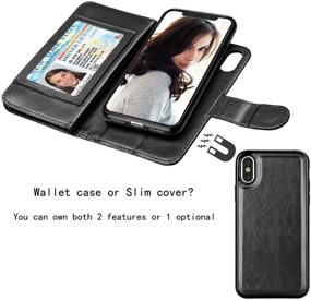 img 1 attached to Njjex Wallet Case for iPhone Xs Max - PU Leather, 9 Card Slots, ID Credit Folio Flip, Detachable Kickstand, Magnetic Phone Cover & Lanyard - Compatible with iPhone Xs Max 6.5'' 2018 - Black