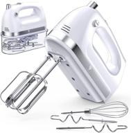 🍰 400w ultra power hand mixer electric with turbo boost & automatic speed control - 5 stainless steel accessories & storage box included - perfect for creams and cakes! logo