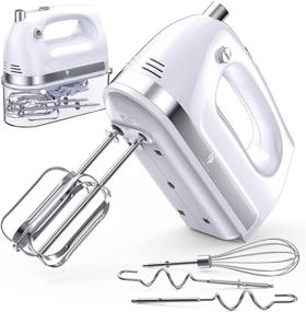 img 4 attached to 🍰 400W Ultra Power Hand Mixer Electric with Turbo Boost & Automatic Speed Control - 5 Stainless Steel Accessories & Storage Box Included - Perfect for Creams and Cakes!