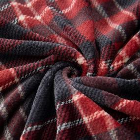 img 1 attached to 🔴 Vessia Flannel Fleece Throw Blanket - Red Plaid, 50x70 inch: Cozy Lightweight Plaid Blanket for Couch, Bed, and Sofa