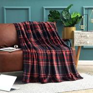 🔴 vessia flannel fleece throw blanket - red plaid, 50x70 inch: cozy lightweight plaid blanket for couch, bed, and sofa logo