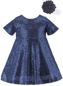 img 1 attached to 🌸 Sparkling Dream Sequins Flower Girls Dress for Party, Birthday, and Wedding with Flower Headband