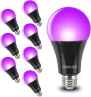 🔮 glw black light bulbs 9w 8 pack a19 e26 led blacklight bulb 385-400nm uva for blacklight party, glow in the dark, body paint, neon glow logo