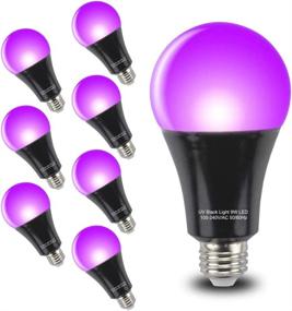 img 4 attached to 🔮 GLW Black Light Bulbs 9W 8 Pack A19 E26 LED Blacklight Bulb 385-400nm UVA for Blacklight Party, Glow in The Dark, Body Paint, Neon Glow