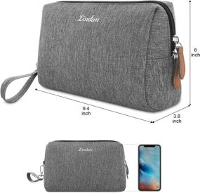 img 2 attached to 💄 Grey Makeup Pouch Cosmetic Bag for Traveling Women: Stylish Toiletry To-Go Bag