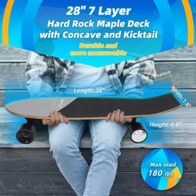 img 3 attached to Jizmo H2S Electric Skateboard - 28” | Top Speed of 12mph | Range up to 7.5 Miles | Portable for Adults Beginners | 4 Speed Level Options | 7 Layer Canadian Maple Deck | UL Certified | Black