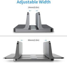 img 3 attached to 📚 Adjustable Aluminum Vertical Laptop Stand - Space-Saving Holder for MacBook Pro/Air, iPad, Samsung, Huawei, Surface, Dell, HP, Lenovo & More (Gray)