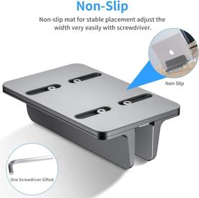 img 1 attached to 📚 Adjustable Aluminum Vertical Laptop Stand - Space-Saving Holder for MacBook Pro/Air, iPad, Samsung, Huawei, Surface, Dell, HP, Lenovo & More (Gray)