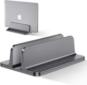 img 4 attached to 📚 Adjustable Aluminum Vertical Laptop Stand - Space-Saving Holder for MacBook Pro/Air, iPad, Samsung, Huawei, Surface, Dell, HP, Lenovo & More (Gray)