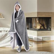 🔥 safdie & co. premium wearable hooded adult women and men throw blanket, silver - super soft, lightweight, microplush, cozy and functional, 71"x51", 52 in x 72 logo