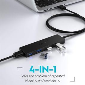 img 3 attached to 🔌 Aceele 4-Port USB Hub 3.0 Splitter with 4ft Extension Cable Cord – Extra Slim Multiport Expander for Desktop Computer PC, PS4, Laptop, Chromebook, Surface Pro 3, iMac, Flash Drive Data, and More