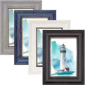 img 4 attached to 🖼️ Annecy 4x6 Assorted Color Picture Frame Set (4 Pack) – Rustic Photo Frames with Real Glass for Wall Mount & Tabletop Display