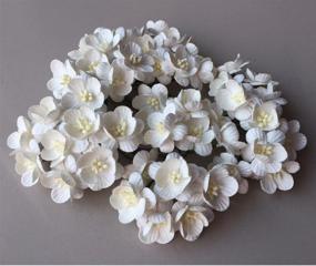 img 3 attached to 🌼 50 pcs Mini White Mulberry Paper Flowers: Perfect for Crafts, Scrapbooking, DIY Wedding Cards & More (25mm)