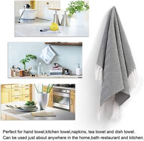 img 1 attached to 🛀 Mia'sDream Tassels Cotton Towel Set: Versatile 3-Pack for Bath, Kitchen, and Dish Use – 16in x 24in, Black