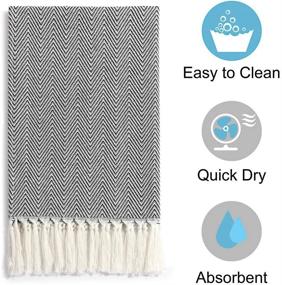 img 3 attached to 🛀 Mia'sDream Tassels Cotton Towel Set: Versatile 3-Pack for Bath, Kitchen, and Dish Use – 16in x 24in, Black