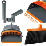 🐾 chouqing self-cleaning dust pan and broom set – perfect for pet owners, super long handle upright stand up design (gray & orange) logo