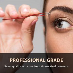 img 2 attached to 🔪 Tweezees Slant Tip Tweezers for Eyebrows - Precision Hair Removal and Ingrown Hair Treatment Tool in Red - Surgical Grade Stainless Steel - Perfect for Eyebrow Shaping, Men and Women