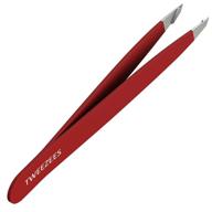 🔪 tweezees slant tip tweezers for eyebrows - precision hair removal and ingrown hair treatment tool in red - surgical grade stainless steel - perfect for eyebrow shaping, men and women logo