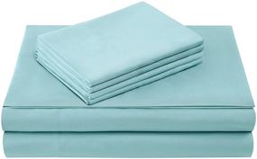 img 3 attached to Comfort Spaces Microfiber Bedding Set - Deep 14-inch Pocket, All-Around 🛏️ Elastic, Wrinkle-Resistant, Year-Round Cozy Sheets, Matching Pillow Cases - Full Size, Aqua (CS20-0117)