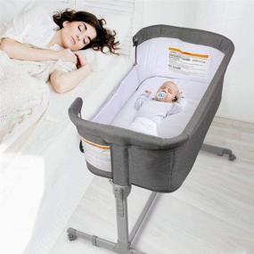 img 4 attached to 👶 KoolaBaby 3-in-1 Baby Bassinet, Bedside Sleeper, Playpen: Easy Folding Portable Crib in Grey