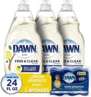 🧼 dishwashing liquid soap (3 pack, 24 oz each) + non-scratch scrubber sponge (2 count) logo
