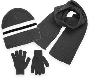 img 4 attached to 🧣 Boys & Teens Winter Knit Beanie Hat, Scarf, and Glove Cold Weather Accessory Set by Polar Wear