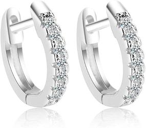 img 2 attached to 👂 Sterling Silver Cubic Zirconia Huggie Hoop Earrings for Women and Girls - S925 Ear Studs