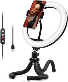 img 4 attached to 10-inch Ring Light Tripod, Fotopro Selfie LED Ringlight with Adjustable Stand and Phone Holder - Ideal for Live Streaming, Video Conferencing, Makeup Tutorials, YouTube