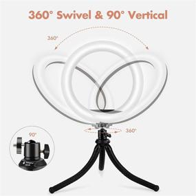img 1 attached to 10-inch Ring Light Tripod, Fotopro Selfie LED Ringlight with Adjustable Stand and Phone Holder - Ideal for Live Streaming, Video Conferencing, Makeup Tutorials, YouTube