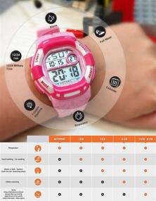 img 2 attached to ⌚ Girls' Digital Watches with 7 Color Flashing, Water-Resistant Design