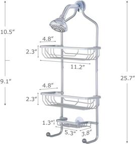 img 3 attached to 🛁 Maxdoux Aluminum Hanging Shower Caddy with Soap Basket, 2 Hooks – Extra Wide Rustproof Bathroom Storage Rack Over Shower Head for Shampoo, Conditioner – Gray